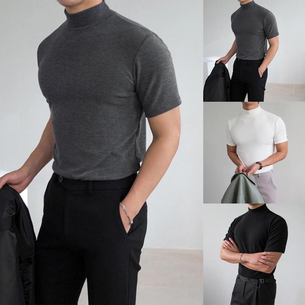 Half High Collar Tee Casual Daily Wear Everyday Wear Short Sleeve Regular Length
