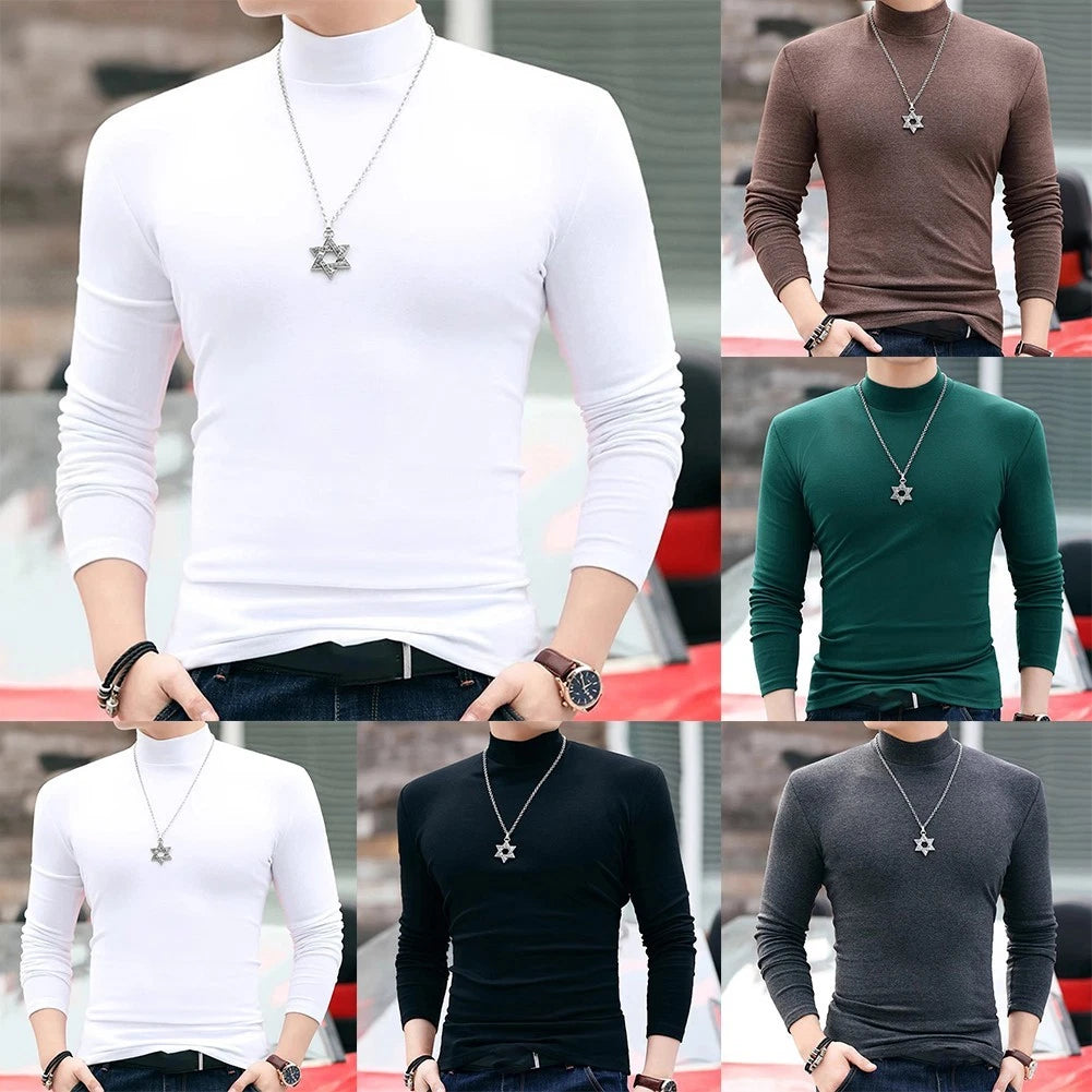 Men's Stylish Half Turtleneck Long Sleeve Pullovers Perfect for Layered Looks