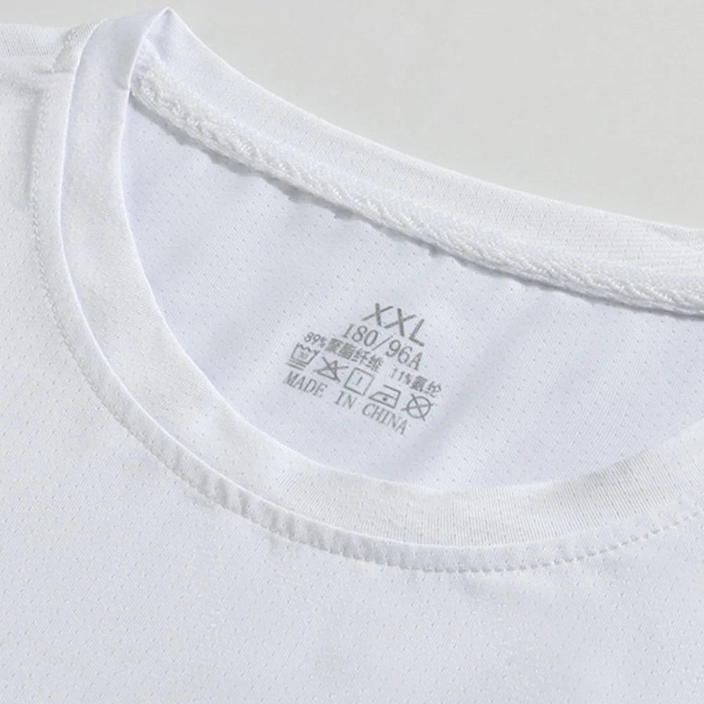 Mens Modern Loose Round Neck Short Sleeve Quick Dry Polyester Tee For Travel
