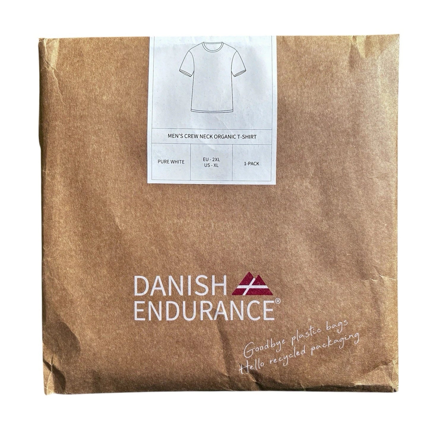 Danish Endurance Men’s Crew Neck Organic T-Shirt, Pure White, XXL, 1 Pack
