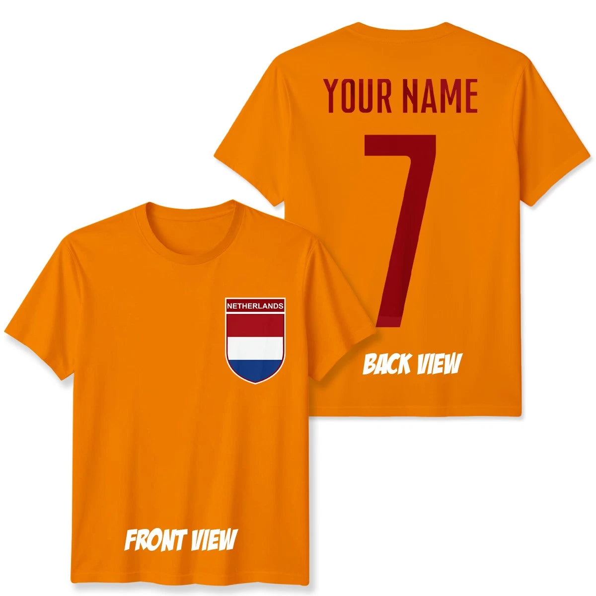 Personalised Netherlands Football Unisex Kids T-Shirt Name Number Tee #WC