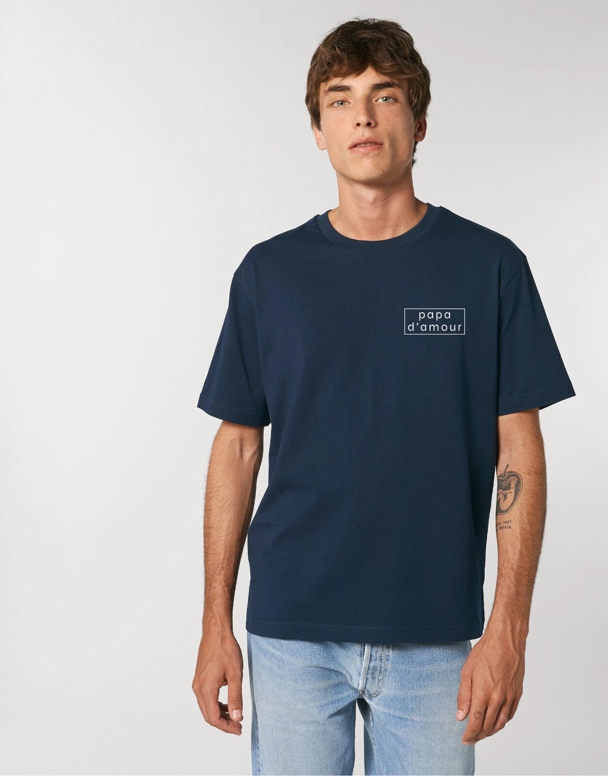 Papa D Amour Frame Mens Short Sleeve T-Shirt Colour Navy Blue