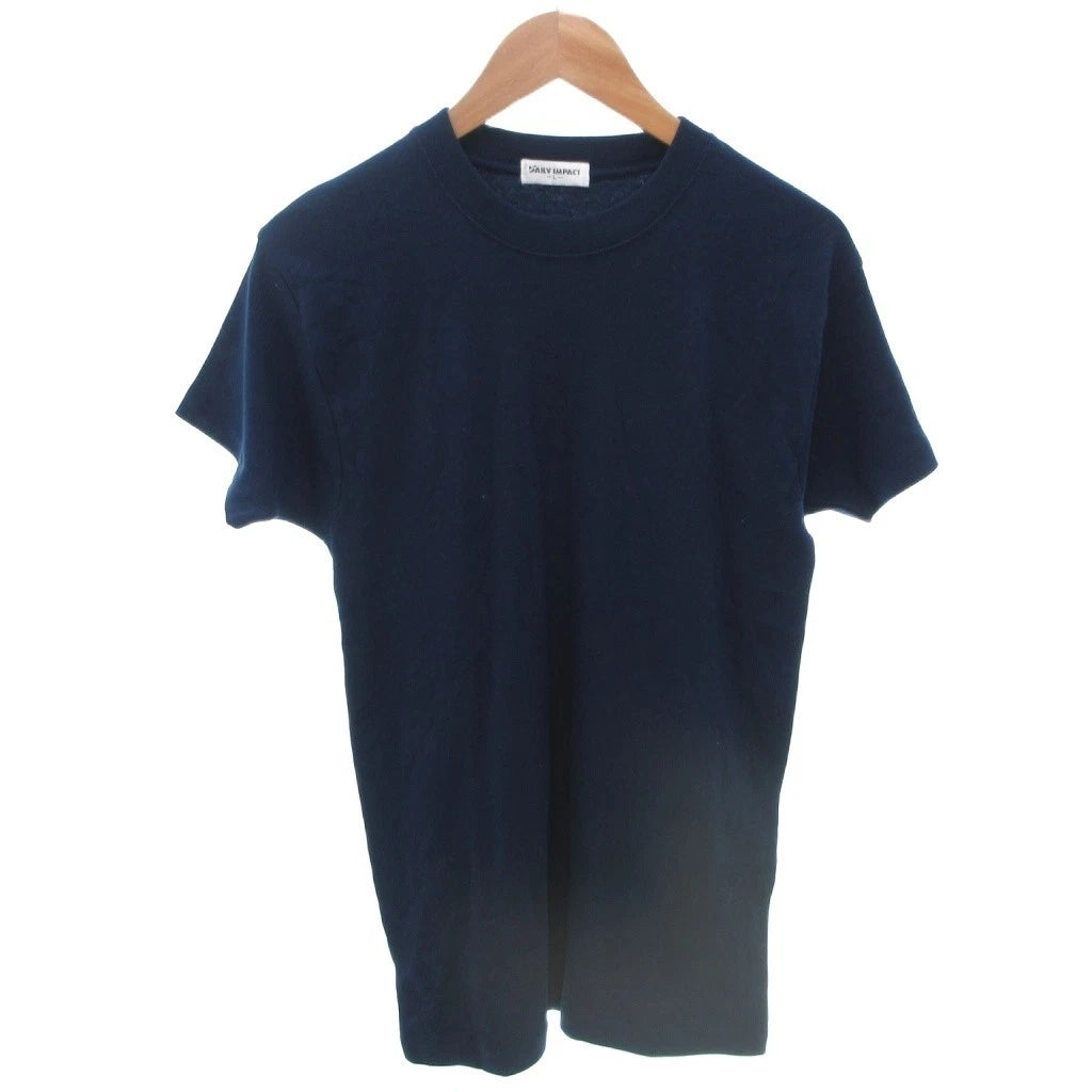 Navy Men's T-Shirt Cotton Short Sleeve Crew Neck Size L Very Good For Ages 14+