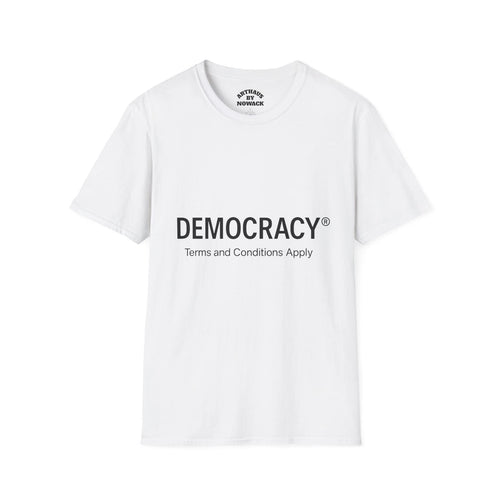 'DEMOCRACY®' Design, Terms and Conditions, Modern Typography, Political Tee