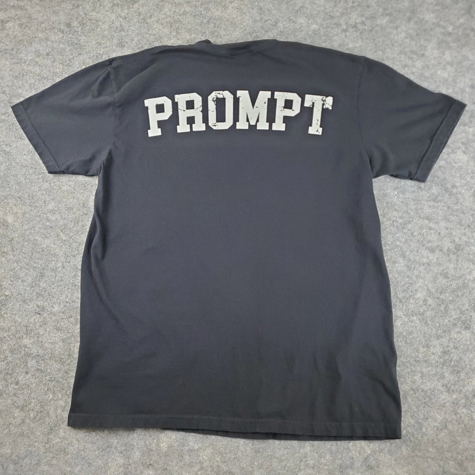 Prompt University Shirt Mens Large Black Crew Neck Short Sleeve Graphic Stretch