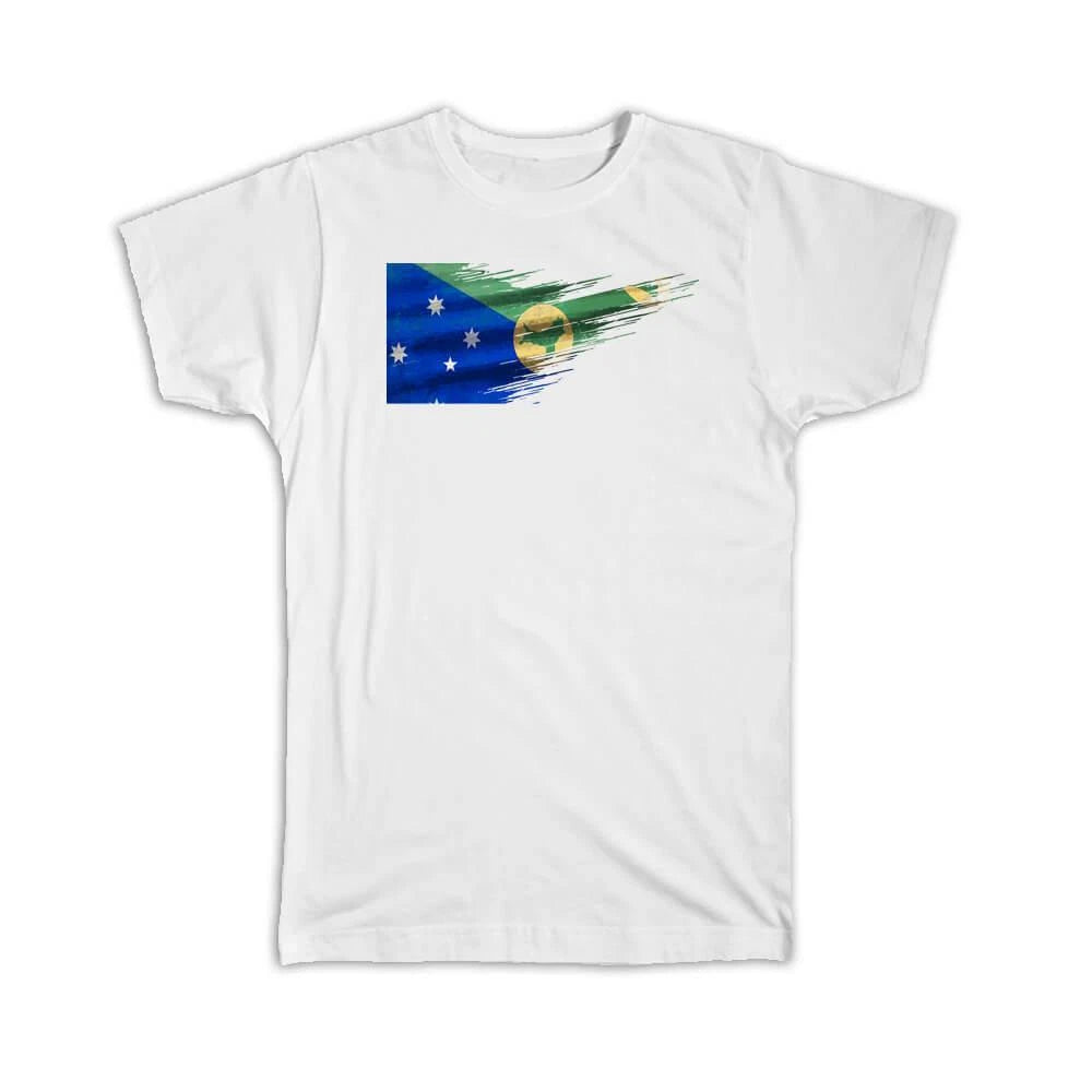 Gift T-Shirt : Christmas Island Flag Modern Country Expat