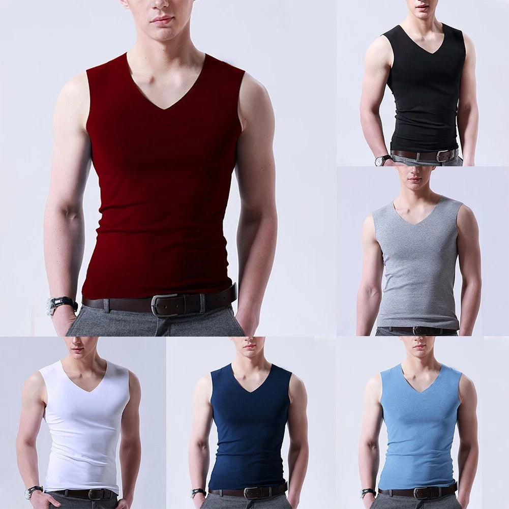 Men's Sleeveless Vest Undershirt in Ice Silk for Cool and Stylish Look