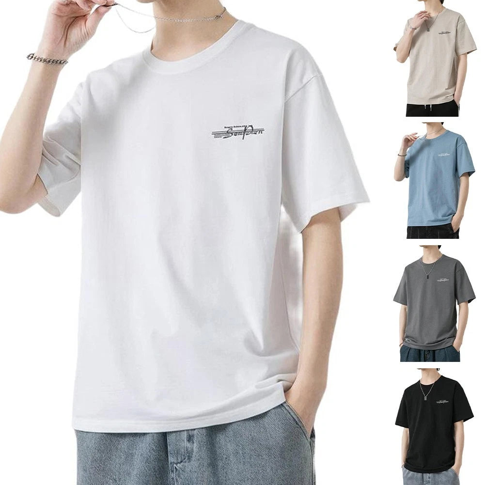 Breathable Casual Tee for Men with Stylish Prints and Short Sleeve Design