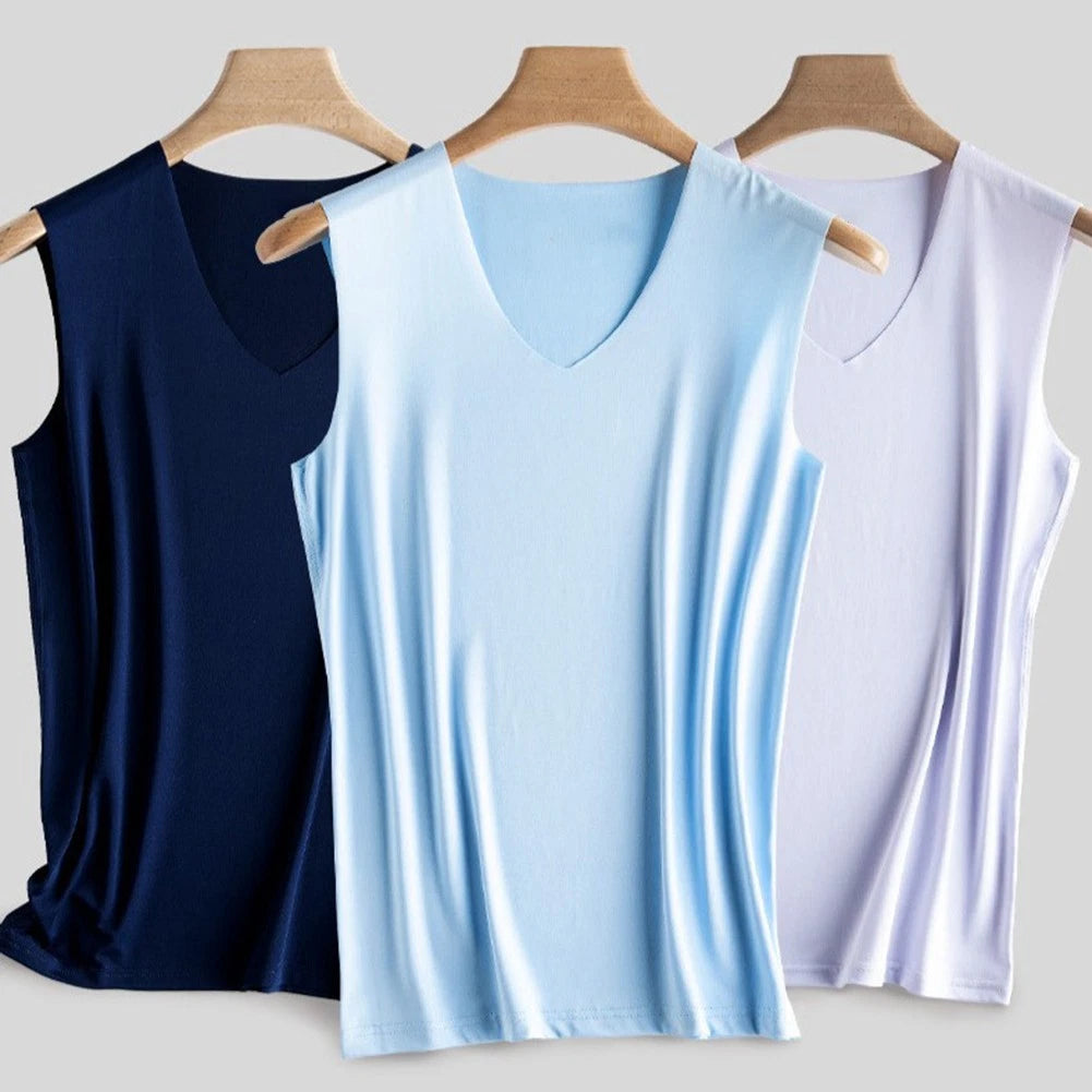 Fashionable Simple Style Men Ice Silk Vest Halter Neck Design For Casual Dating