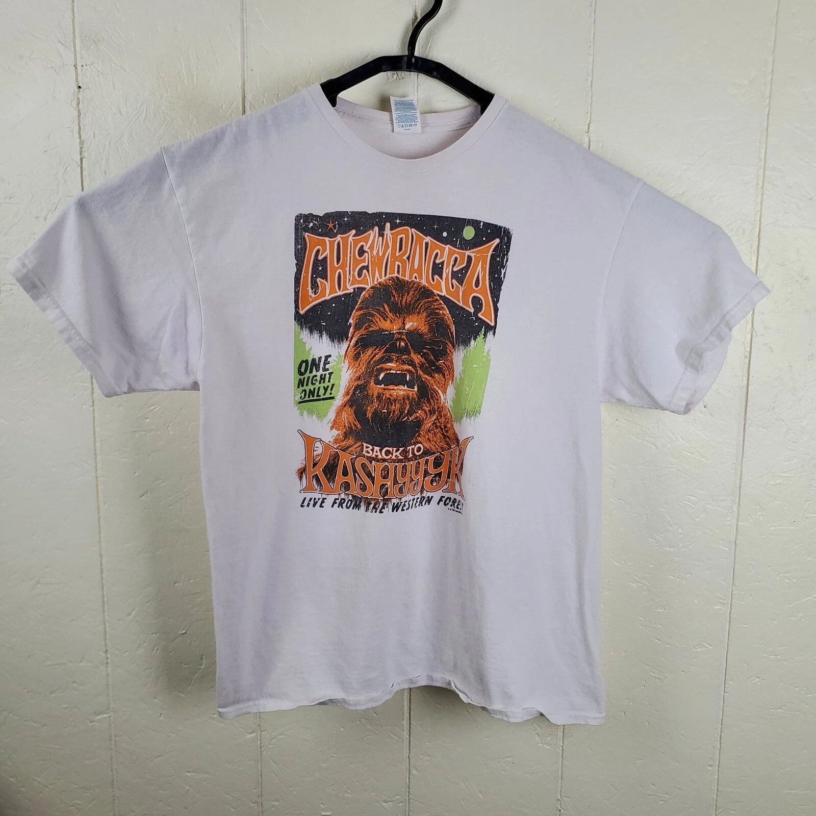 Chewbacca Shirt Mens Extra Large White Crew Neck Short Sleeve Graphic Distressed
