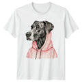 Stylish Dog Wearing Pink Hoodie T-Shirt Great Dane Dog Lovers Gift