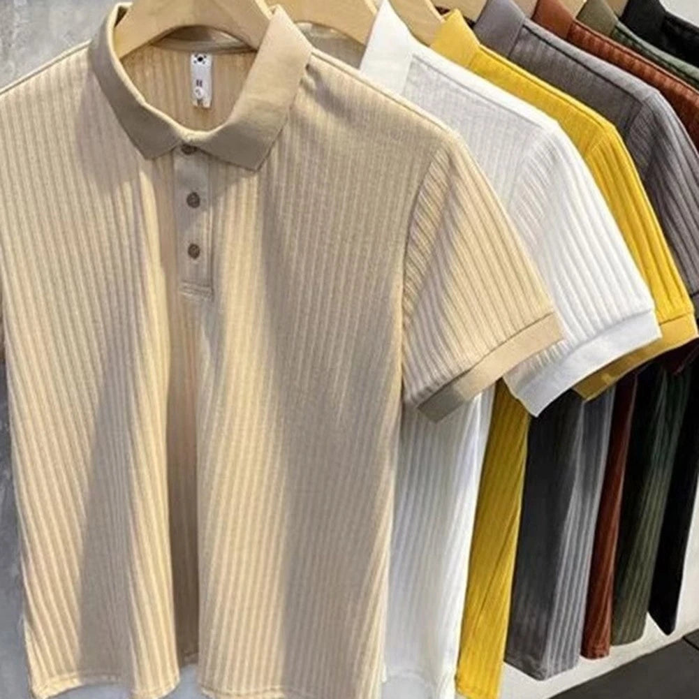 Daily Wear Vacation Men's Striped Shirt Moisture Wicking Lapel Neckline