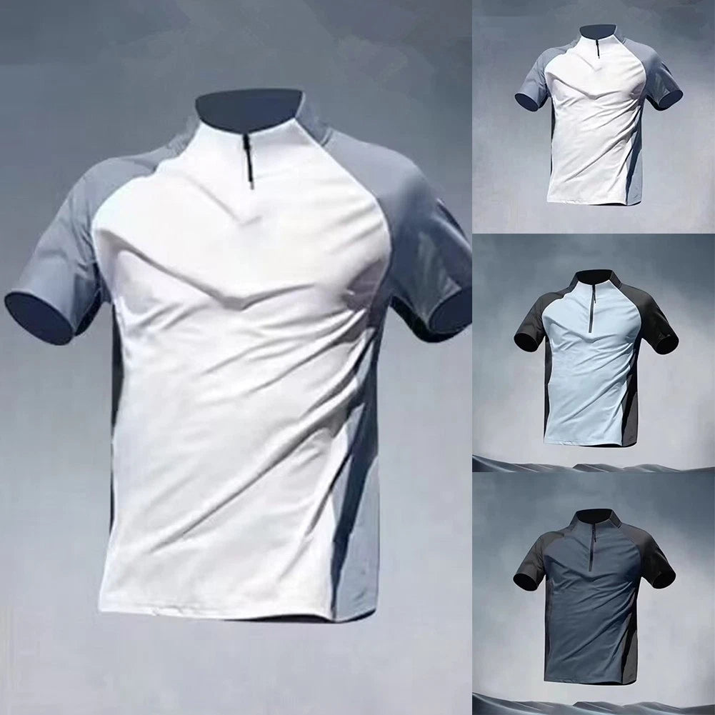 Breathe Easy with this Men's Athletic Tee Features a Stylish Half Zip Design