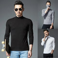 Modern Men's Turtleneck Long Sleeve Tops in Solid Color for Casual Attire