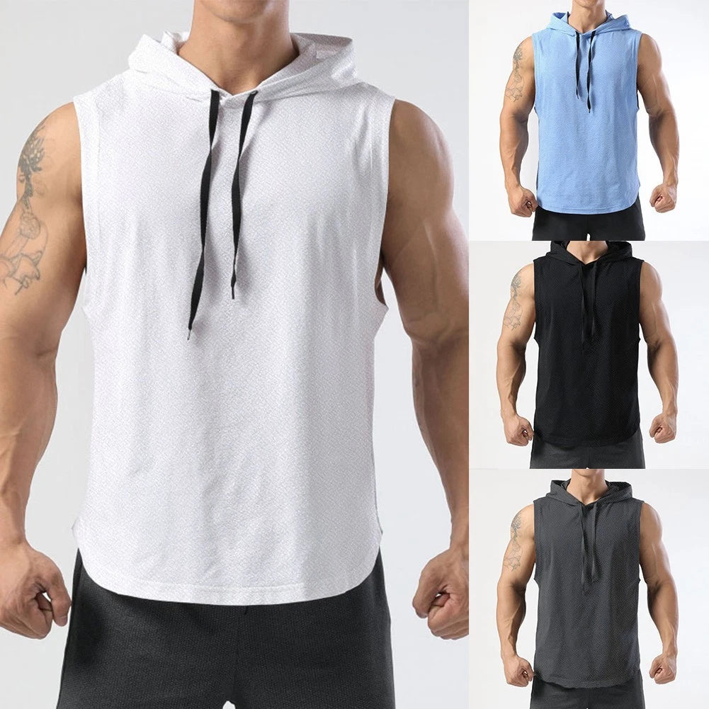 Men's Stylish Sleeveless Muscle Hoodie Vest for Sports and Everyday Wear