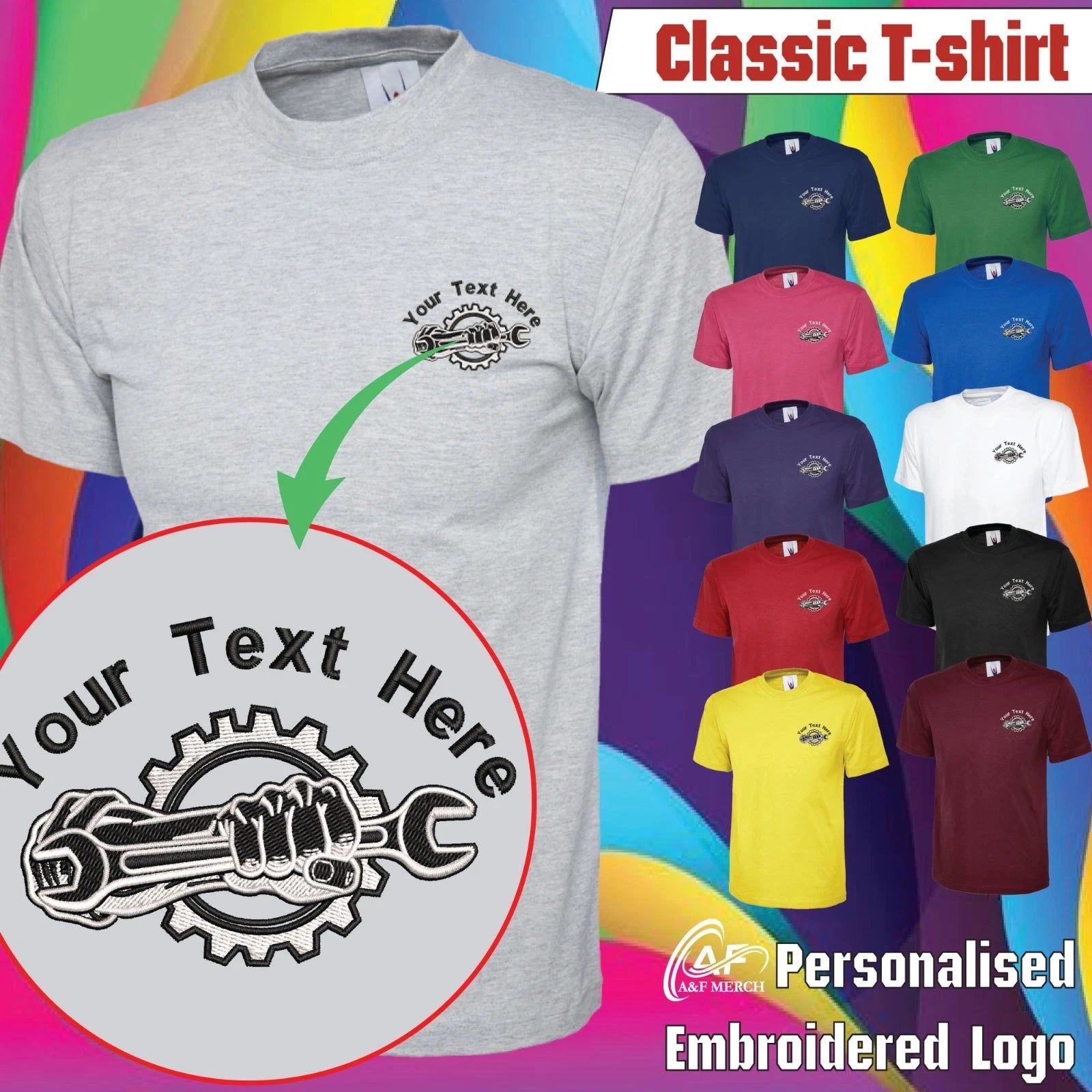 Personalised Embroidered Car Mechanic Crew Uniform T-Shirt Auto Repair Workwear