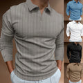 Men V-neck T-shirt Solid Lapel Elastic Long Sleeve V-neck Fitness Daily Wear