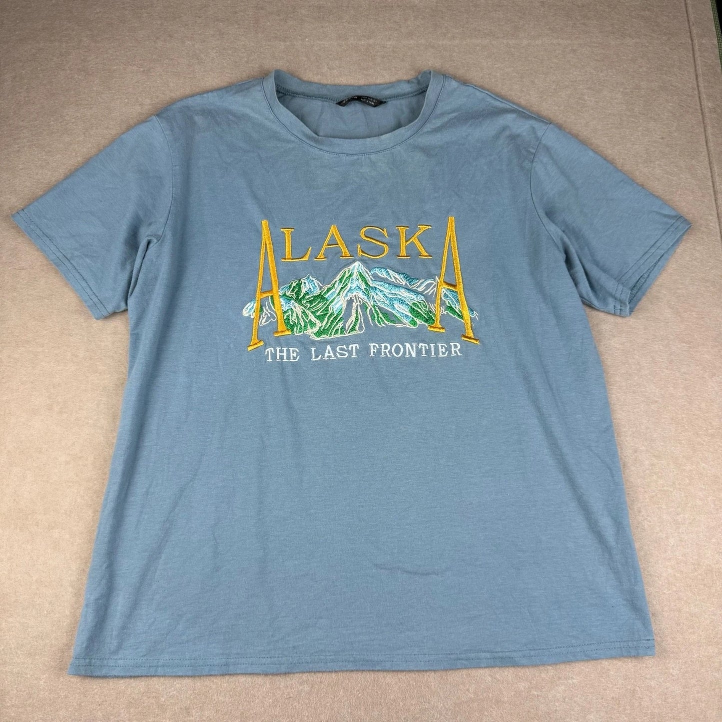 SHEIN Shirt Womens M Blue Alaska Nature The Last Frontier Embroidered Travel Tee