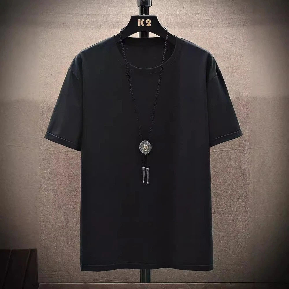 Men's Polyester Black Loose Printed T Shirt Casual Style for Everyday Wear