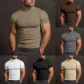Short Sleeve Pullover Top featuring a Stylish Turtleneck Design for Active Men