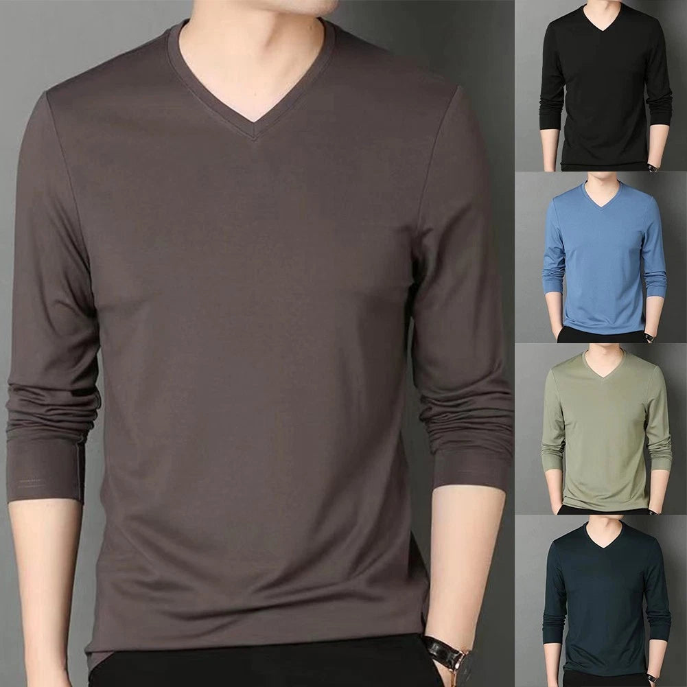 Slim Fit Mens Blouse in a Stylish V Neck Design Perfect for All Seasons