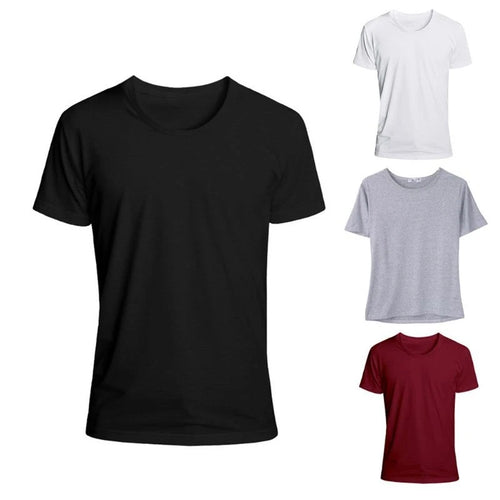 4 Colors Mens Trendy Short Sleeve T-Shirts Classic Basic Solid Color Workout Spo