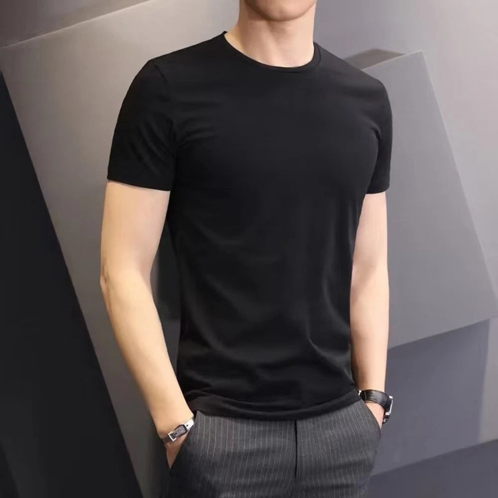 Stylish Street Men's Bottoming Trendy Pullover Short sleeved Round Neck Tees