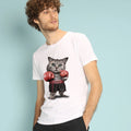 T-Shirt Men's Short Sleeve Color White, BOXING CAT