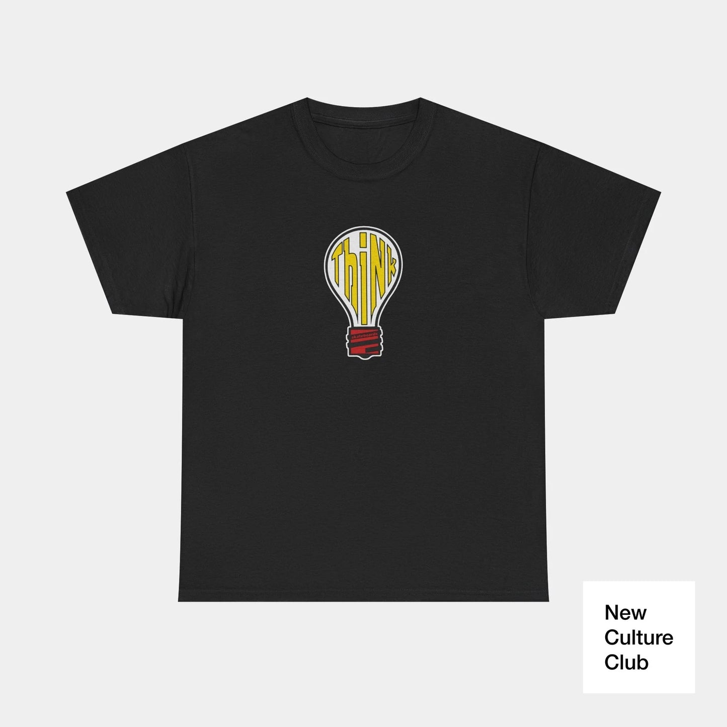 Think Skate Light Bulb Yellow Grey Red Classic Board T Shirt Design Many Colors