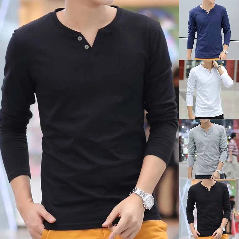 Stylish Henley Collar Long Sleeve Shirts for Men Comfy and Soft Cotton