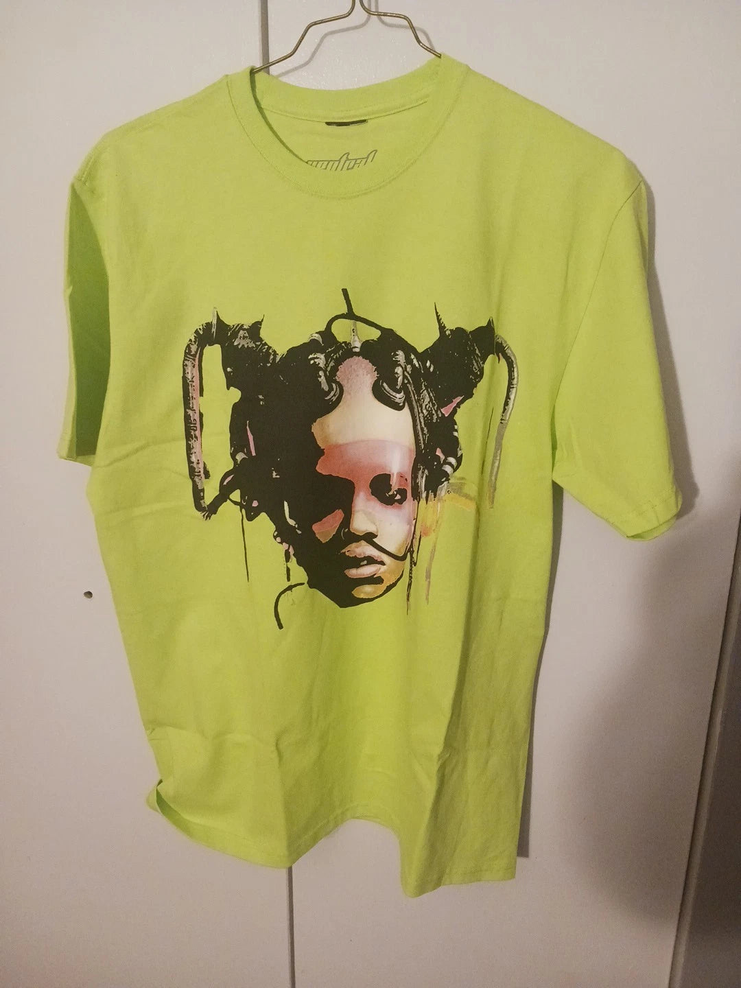 Ventral Neon Yellow Graphic T-Shirt Large Cyberpunk Futuristic Streetwear
