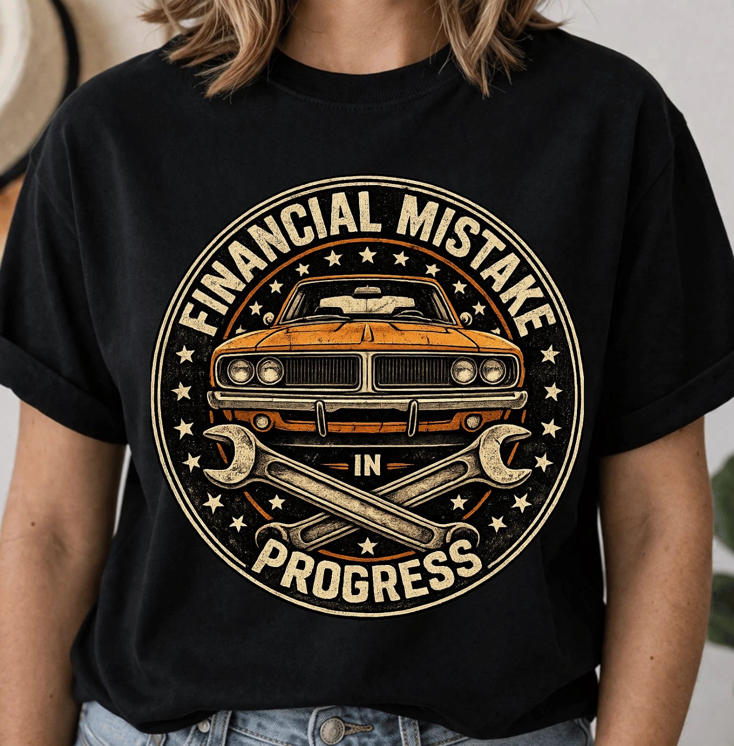 Financial Mistake In Progress Funny Mechanic Shirt Vintage Car Lover Gift Tee