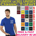 Personalised Printed Uneek UC301 Unisex Classic T-shirt Your Text Print Tee Top