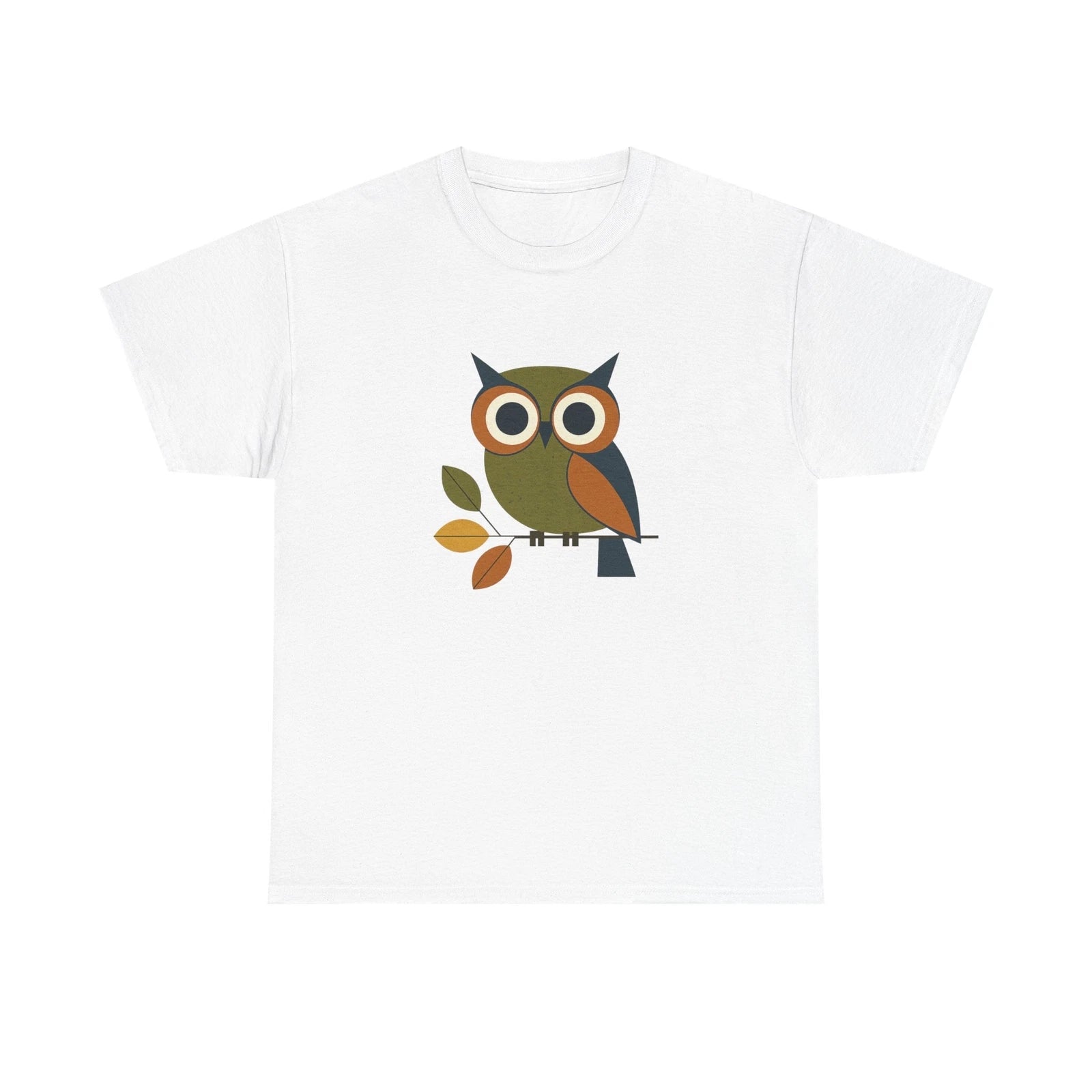 Unisex Adult T Shirt Mid Century Modern Geometric Owl Perch