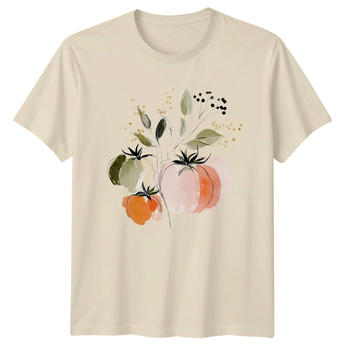 Modern Watercolor Autumn Pumpkin Womens T-Shirt Fall Harvest Art