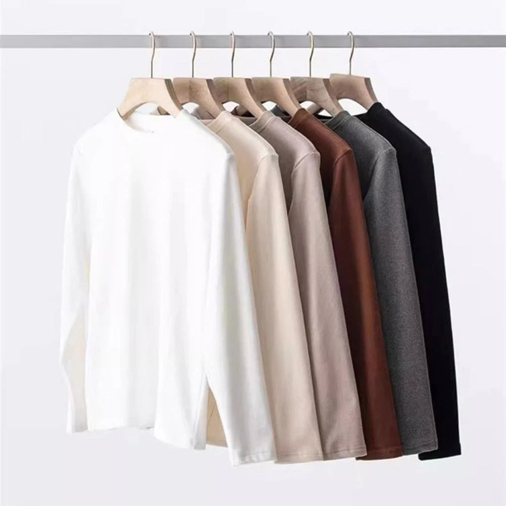Men's Modern Cut Long Sleeve Half Turtleneck Pullover Top Casual Everyday Top