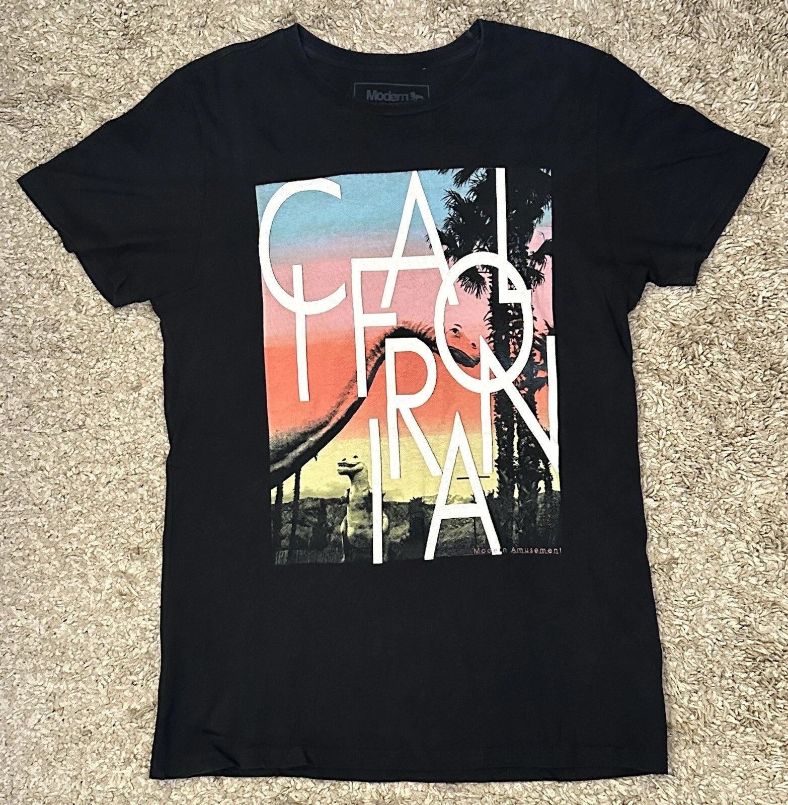 Modern Amusement Men’s S Black Crew Neck Graphic Print Short Sleeve T-Shirt USA
