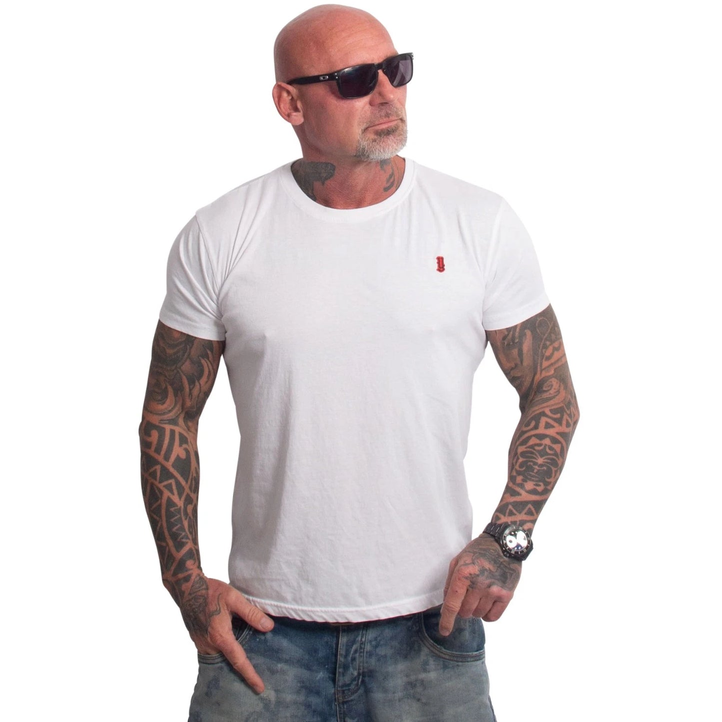 New Yakuza Men's Plain Regular Basic T-Shirt - White