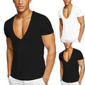 Male T-Shirt V-neck Soft Sports Clothing Comfortable Fashionable Fitness