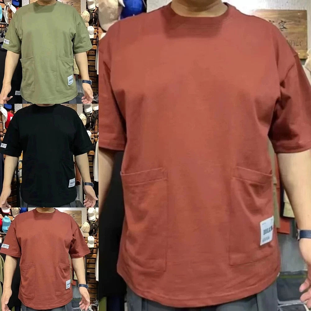 Stylish Mens Short Sleeve T Shirt with Multiple Pockets for Summer Use