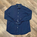 Express Button Down Navy Blue White Speckled Modern Fit Men's L Long Sleeve
