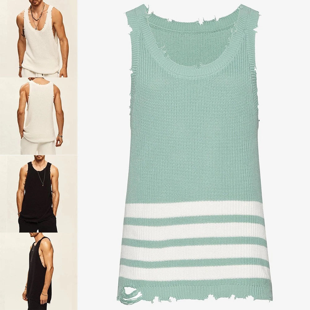 Breathable Sportswear Tank Top for Men's Fashionable Summer Streetwear