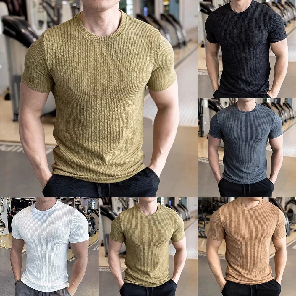 Summer Solid Color Short Sleeve T Shirt for Men Perfect for Gym and Daily Wear