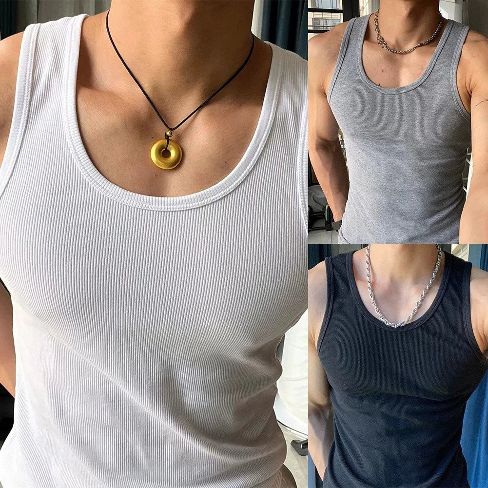 Fashionable Vertical Stripe Bodybuilding Vest Top for Sports Activities