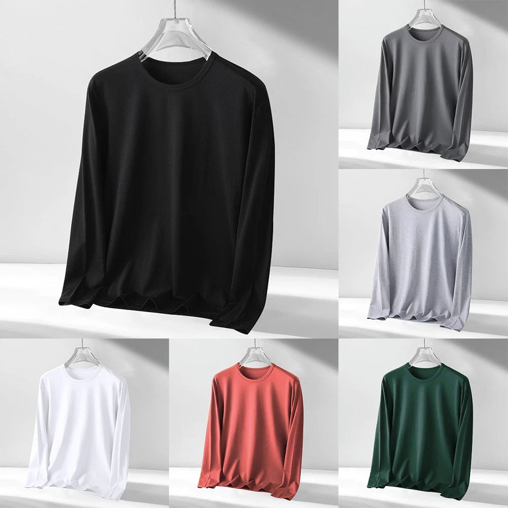 Mens Casual Long Sleeve T Shirt Crew Neck Pullover Tops for Daily Wear