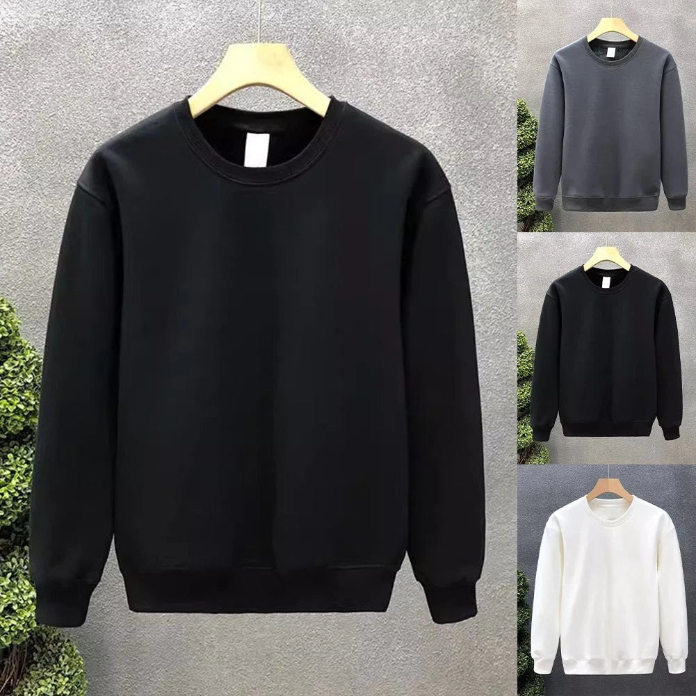 Men's Solid Color Long Sleeve Pullover Sweatshirt for Casual Daily Wear