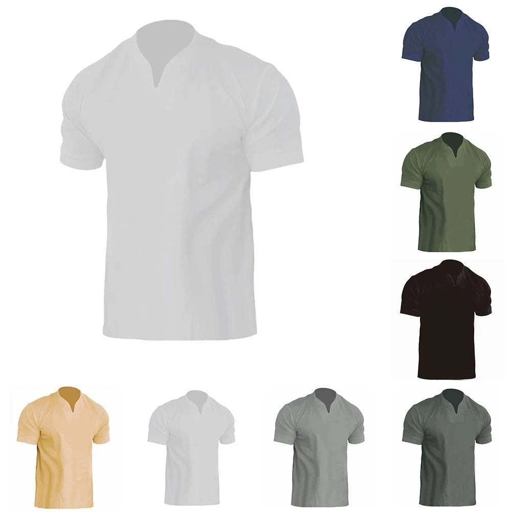 Mens Plus Size Tshirt Regular Fit Tops Pure Color Pattern For Daily Home Wear