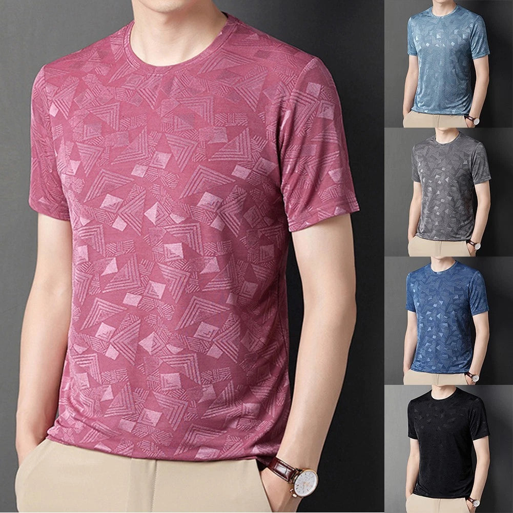 Lightweight Men's Slim T Shirt Short Sleeve Round Neck for Daily Casual Wear