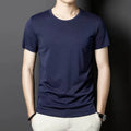 27) Classic Men's Solid Color Bottoming Trendy Pullover Tee Slim Fit Round Neck