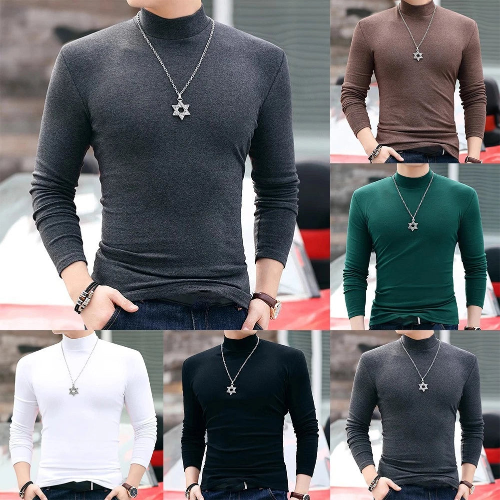 For Daily Activities Mens Half Turtleneck Mens Thermal Wear Underwear Tops